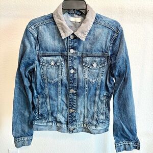 All Saints Men’s Denim Jacket with Gray Collar Like New